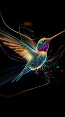 Wall Mural - a vibrant hummingbird in flight showcases stunning colors and intricate details. this artwork captur