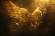 © Npicture - A golden bird is soaring against a dark starry backdrop