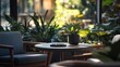 © oris - Serene Patio Scene With Plants And Chairs