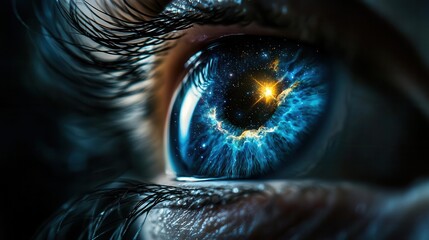 Wall Mural - beautiful cosmic eye with nebula reflections and starry universe in deep space exploration theme