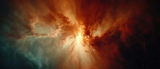 Wall Mural - Cosmic Nebula Birth Digital Art with Swirling Galaxy Clouds and Stellar Formation Perfect for Science Fiction and Space Themed Projects