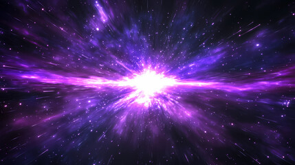 Abstract background with a bright star exploding and generating purple light streaks on black background. high quality photo. Celestial - Sky. Illustration