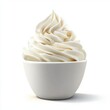 © Jelena - Crisp Bowl of Sour Cream Isolated on a Pure White Background, Ideal for Food Packaging and Culinary Illustrations with a Minimalist Aesthetic