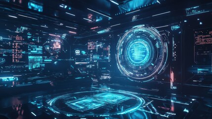 Holographic AI Intelligence Displayed in Futuristic Setting