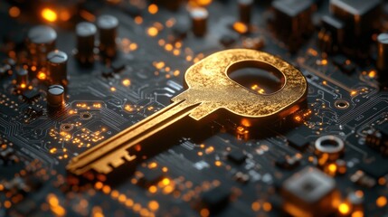 high tech background with a key. internet security. cybersecurity.