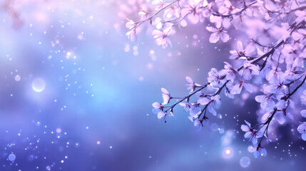 Aufkleber - Cherry tree blossom flowers blooming on a beautiful spring day with a soft glowing bokeh background creating a dreamy atmosphere