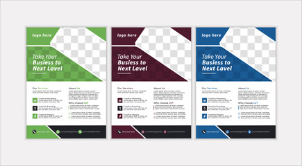 a modern templates of a4 flyer template,in blue color,and perfect for creative professional business.
