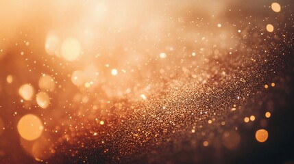 Wall Mural - Abstract gold and brown glitter bokeh background with light flares.