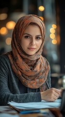 Fototapete - A dedicated social worker is focused on helping a refugee navigate their situation. The setting is warm and inviting, emphasizing compassion and support during their discussion