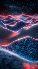 wavy lines representing the flow of crypto data in an information code field. symbolizes digital cur