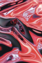 Wall Mural - abstract red liquid surface with reflections and folds.