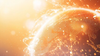 Wall Mural - glowing earth abstract, digital art, global network concept.