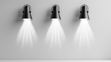 Wall Mural - bright, clean vector illustration showcasing spotlights on a white background ideal for contests and