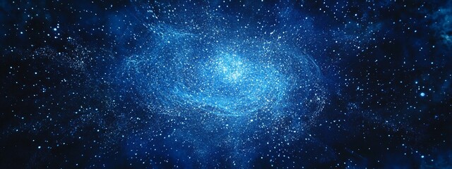 Wall Mural - abstract cosmic nebula with swirling blue energy and glittering stars.