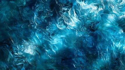 Wall Mural - abstract blue and white fluid acrylic painting texture background.