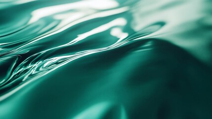 Wall Mural - abstract teal liquid with flowing, wavy texture and glossy surface.