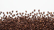 © CrazyJuke - Fresh coffee beans spread across a clean white backdrop, perfect for cafe branding and beverage marketing ideas.