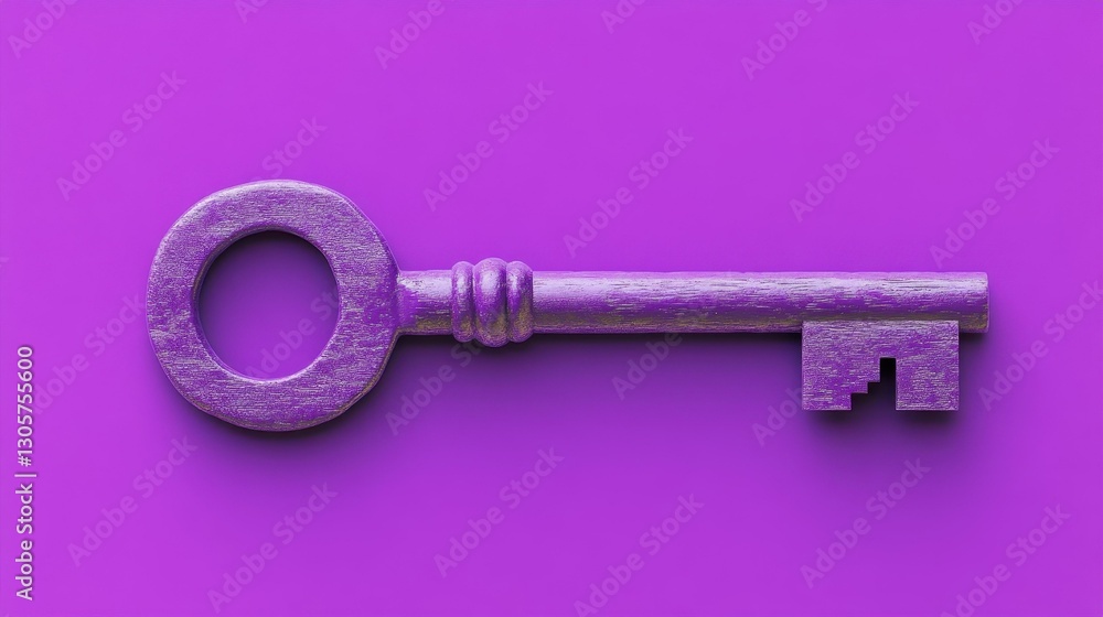 Purple Key Graphics Discover a bold key art piece in deep purple, contrasting with a ...