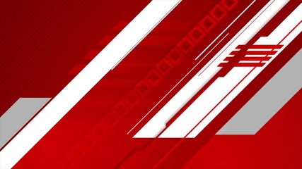 Sticker - red and white flat abstract geometric background. seamless looping minimal tech motion design. video
