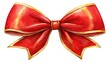© kansak01 - Elegant Red Bow Watercolor Painting, Golden Outline, White Background, Festive, Holiday, Gift, Decoration, Art Print, Red Gold Bow, Christmas