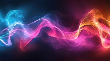 Wall Mural - Wallpaper of abstract liquid ink neon pinks and blues creating psychedelic ripple textures with high-contrast waves illuminated by warm glowing highlights