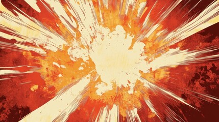 Wall Mural - Massive fire explosion in pulp comic style exaggerated ink flames and glowing red and orange gradients with distressed vintage texture