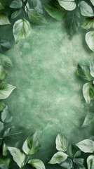 Poster - Green botanical leaves framing verdant backdrop, highlighting organic design elements