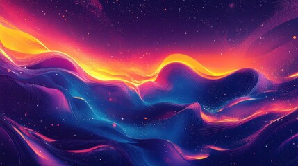 Wall Mural - stylized aurora wallpaper with neon streaks halftone celestial details and soft glow