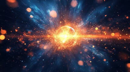 Wall Mural - Intense sci-fi wallpaper with radiant beams and cosmic energy explosion