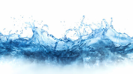 Wall Mural - a dynamic splash of blue water isolated on white background, showcasing fluid movement and texture a