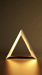 Poster - Golden triangular frame emitting warm light on a dark background, creating a captivating and mysterious atmosphere
