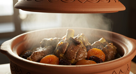 Wall Mural - delicious lamb tagine with dried fruits and spices