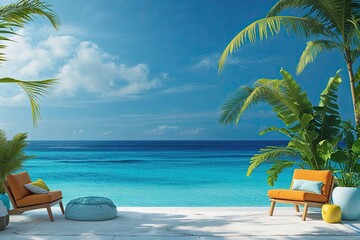 Wall Mural - Tranquil Ocean Blue Backdrop for Invigorating Decor and Vibrant Design