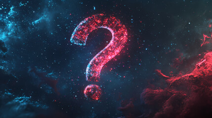 Wall Mural - Digital 3d question mark on colorful night sky background - generative ai. Cosmic - Galaxy. Illustration
