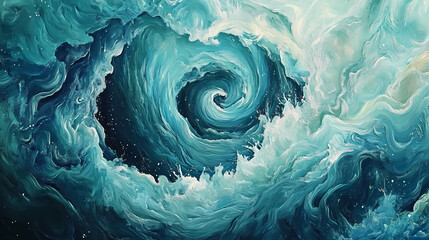 Wall Mural - swirling vortex, blue and teal tones, cosmic and mysterious feel. cosmic - galaxy. illustration