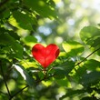© Ngoc - Leaf heart. Conservation of environment concept. A red heart shaped leaf in a tree next to green leafs symbolising care and love for nature.