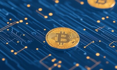 Aufkleber - A visual representation of blockchain technology's role in the financial ecosystem with AI integration.