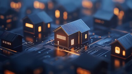 Poster - A visual representation of blockchain technology applied to real estate transactions.