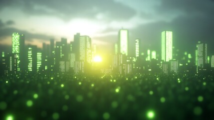 Poster - Futuristic cityscape at night featuring neon lights and cyber-energy theme.