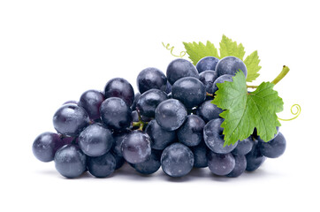 Wall Mural - dark blue grape isolated on white.