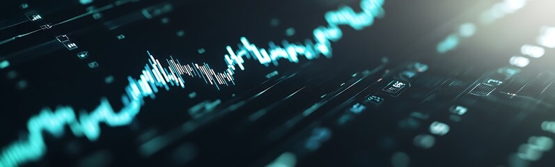 Poster - Futuristic economy dashboard image with glowing financial elements, ideal for business and finance themes.
