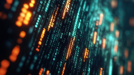digital key with a matrix of encrypted codes in the background, cybersecurity-focused image