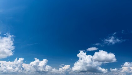 panoramic view of blue sky and clouds as background. landscape with deep blue sky