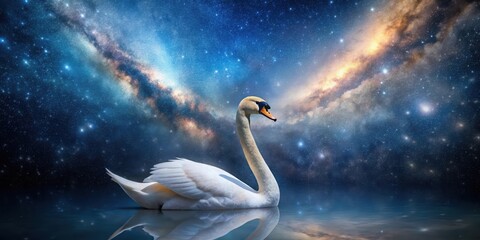 Wall Mural - stunning image of constellation swan gracefully floating in the milky way galaxy, stars, space, nigh
