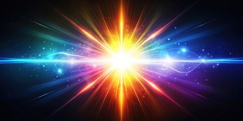 Wall Mural - Bright and vibrant glowing energy beam effect overlay on a dark background ,  energy, beam, glowing, vibrant, bright, effect