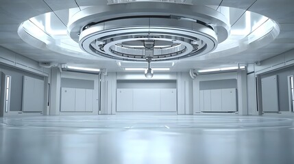 Poster - Detailed shot of a magnetic levitation system suspending and lifting a small metallic object in a clean minimalist studio environment with glass steel and gray tones  This futuristic