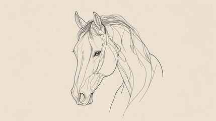 Naklejka na meble Creating minimalist line art of a horse's head digital studio graphic design artistic environment close-up view minimalism concept