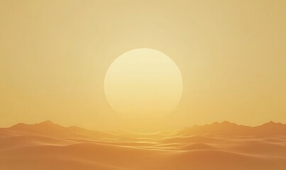 Aufkleber - Minimalist artwork depicting a rising sun over an endless landscape, perfect for serene aesthetics.