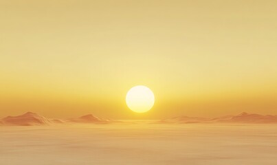 Aufkleber - Minimalist artwork depicting a rising sun over an endless horizon in a serene composition.