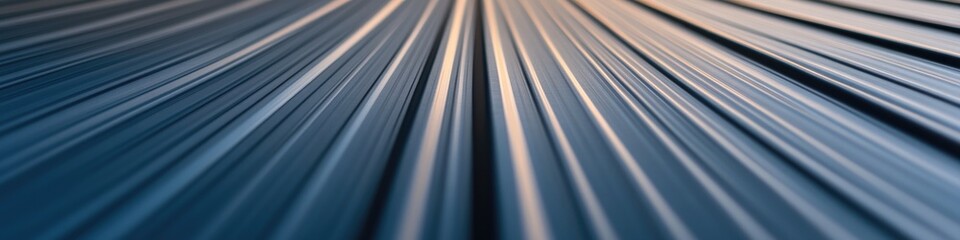 Wall Mural - close-up of corrugated metal sheet with light and shadow creating dynamic linear patterns